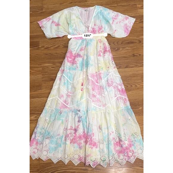 HEMANT & NANDITA multicolor cotton Amara Broderie Anglaise Maxi Dress size XS - Picture 11 of 14